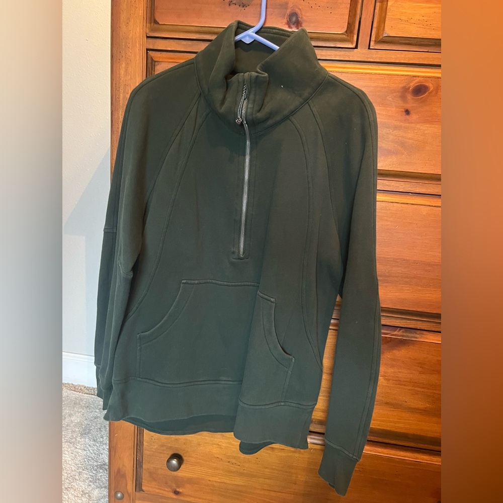 lululemon Scuba Funnel-Neck Green Half-Zip Sweatshirt